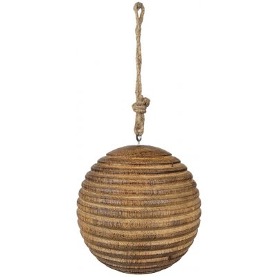 Clayre & Eef Dřevěná rýhovaná závěsná koule Ø 12*12 cm – Sleviste.cz