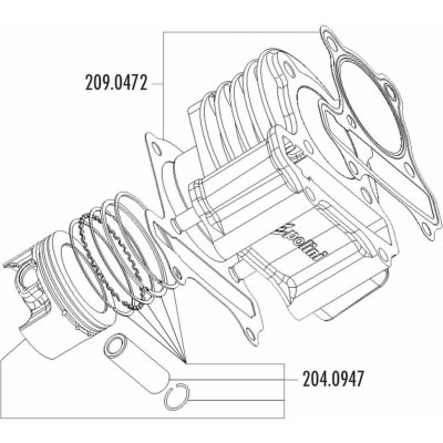 Sada těsnění válce Polini 221ccm 69mm, LML 200 4T (karburátorový model) 209.0472 – Sleviste.cz