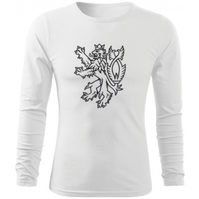 Dragova Fit-T tričko s dlouhým rukávem český lev bílá – Zboží Mobilmania