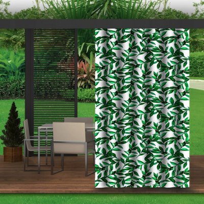 Luxusní bílý závěs do zahradního altánu s motivem listů 155x240 cm – Zboží Mobilmania