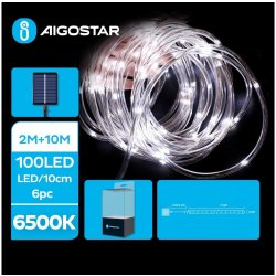 Aigostar LED Solární vánoční řetěz 100xLED/8 funkcí 12m IP65 studená bílá | AI0442