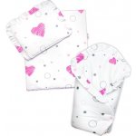 Baby Nellys Luxusní sada pro panenku 3D zavinovačka peřinka a polštářek I love Girl – Zboží Dáma