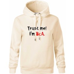 Trust me I´m BcA. Věř mi jsem BcA. Oversized mikina dámská Moon kratší + širší Mandlová