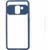 Pouzdro a kryt na mobilní telefon Pouzdro JustKing plastové čiré s rámečkem Samsung Galaxy A8 2018 - modré