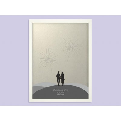 Svatební ohňostroj hostů se jmény v bílém rámu 43 x 53 cm