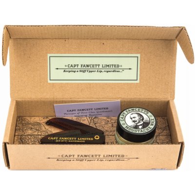 Captain Fawcett Limited Sandalwood vosk na knír 15 ml + skládací hřeben na knír dárková sada – Zboží Dáma