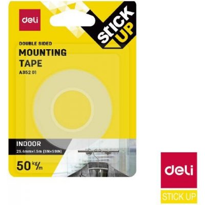 DELI Lepicí páska oboustranná 25,4 mm × 1,5 m transparentní – Sleviste.cz