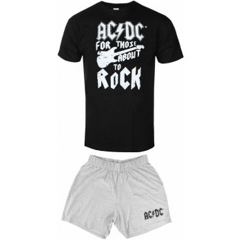 AC DC rock off pánské pyžamo krátké černo šedé od 279 Kč - Heureka.cz