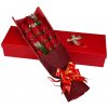 Medvídárek kytice z mýdlových růží v dárkovém boxu Barva: Červená