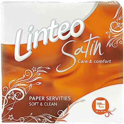 Linteo Satin papírové ubrousky bílé 100ks 33x33cm – Hledejceny.cz