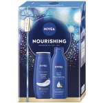 Nivea Moment of Care Creme Care sprchový gel 250 ml + Nivea Rich Nourishing tělové mléko 250 ml + dárková sada – Sleviste.cz