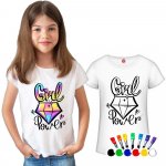 Dívčí tričko s vlastním motivem + barvy na textil 6 barev Tričko Omalovánka – Zboží Mobilmania