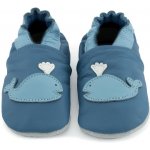 Carozoo kožené capáčky s koženou podrážkou velryba modrá modrá – Zboží Dáma