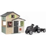 Smoby Set domeček Přátel ekologický a traktor na šlapání Friends Evo Playhouse Green rozšiřitelný s přívěsem Farmer XL Black – Zbozi.Blesk.cz
