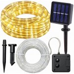 Real Home Světelný řetěz – solární LED vánoční girlanda, 12 m, 8 režimů, teplá bílá – Hledejceny.cz