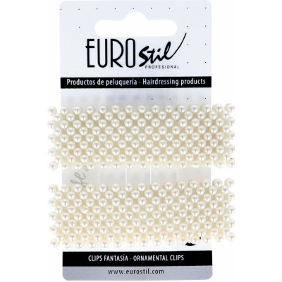Ozdobné obdélníkové sponky pukačky s perličkami Eurostil Profesional - 8 cm, 2 ks (06934) – Zboží Mobilmania