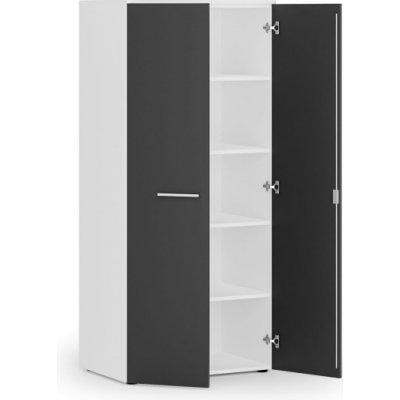 Primo White Kancelářská policová skříň s dveřmi, 800 x 500 x 1781 mm, bílá/grafit – Zbozi.Blesk.cz