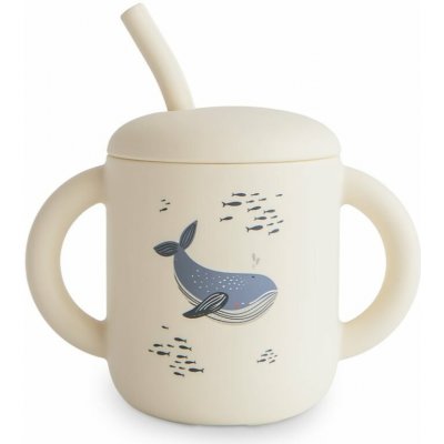 Mushie Silicone Training Cup Whales hrnek s brčkem 270 ml – Zboží Mobilmania