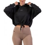 Nebbia Volná crop mikina s kapucí Iconic 421 černá – Zboží Dáma