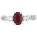 Nefertitis Prsten stříbrný s broušeným rubínem a zirkony 012108 RB – Zboží Dáma