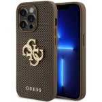 Pouzdro Guess PU Perforated 4G Glitter Metal Logo iPhone 15 Pro Max Taupe