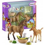 Schleich 42432 Set hříbě a Quarter kůň se štěňátkem a doplňky – Zboží Mobilmania