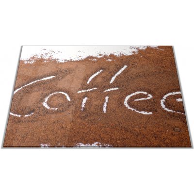Glasdekor Skleněné prkénko mletá káva na bílém pozadí - Prkénko: 40x30cm – Zboží Mobilmania