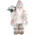 Dekorace MagicHome Vánoce, Santa, s dárkem, růžovo-hnědý, 46 cm – Hledejceny.cz