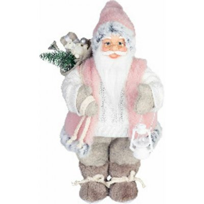Dekorace MagicHome Vánoce, Santa, s dárkem, růžovo-hnědý, 46 cm – Hledejceny.cz