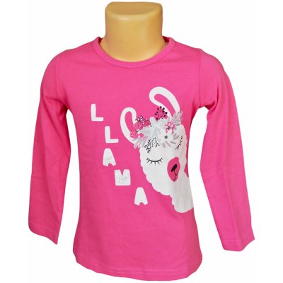 Dívčí tričko VENERE LAMA dlouhý rukáv růžové – Zboží Dáma