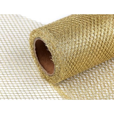 Prima-obchod Dekorační stuha / síťka s lurexem šíře 15 cm, barva 2 zlatá sv. – Zboží Mobilmania