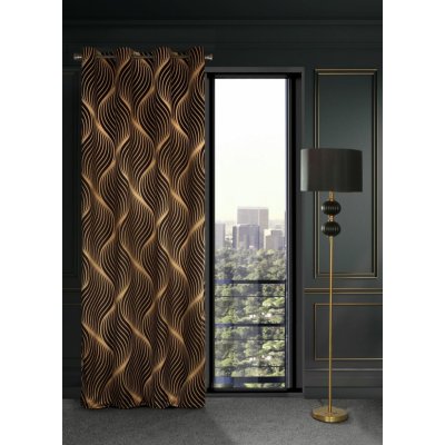 HOTOVÝ ZÁVĚS/LIMITED COLLECTION/VICTORIA3/ 140X250 KOV.KROUŽKY ČERNÁ+BE – Sleviste.cz