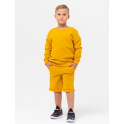 Winkiki Kids Wear chlapecká sportovní tepláková souprava (mikina + kraťasy) hořčicová