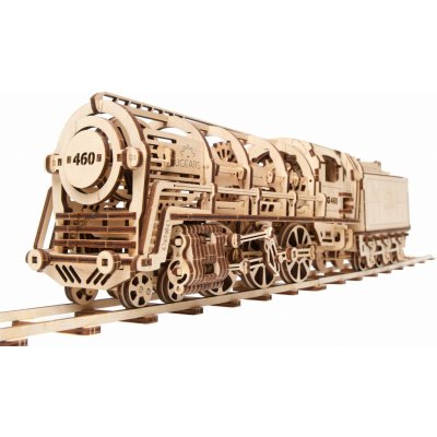 Ugears 3D mechanické puzzle Parní lokomotiva s vagónem 443 ks – Zboží Mobilmania