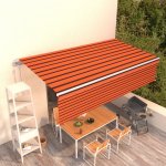 zahrada-XL Automatická zatahovací markýza s roletou 6 x 3 m oranžovo-hnědá – HobbyKompas.cz