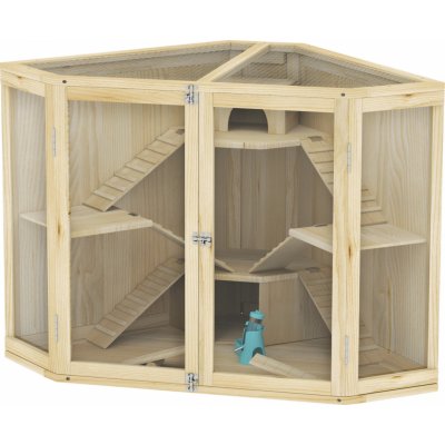 PawHut Dřevěná klec pro křečky přírodní 115 x 69,5 x 79 cm – Hledejceny.cz
