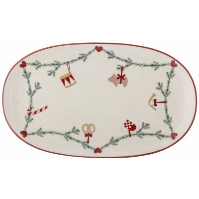Bloomingville Servírovací talíř Yule Nature Oval 38,5 cm červená – Zboží Dáma