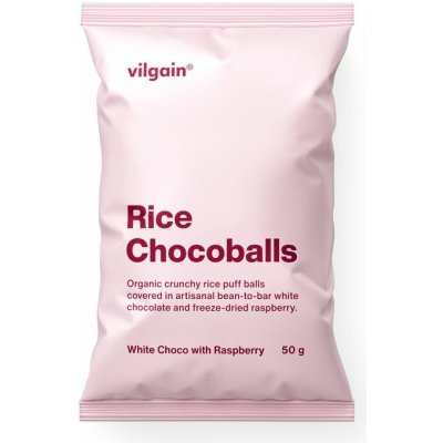 Vilgain Rice Chocoballs BIO Bílá čokoláda s malinou 50 g – Sleviste.cz