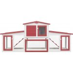 vidaXL králíkárna červená/bílá 204 x 45 x 85 cm dřevo – Zboží Dáma