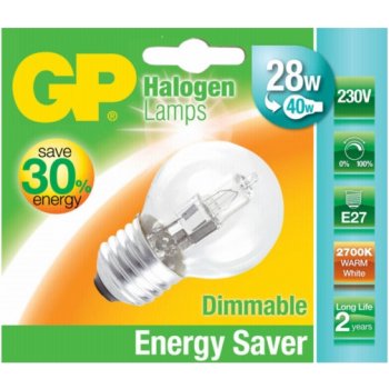 GP Lighting Halogen Mini Globe 28W 230V E-27 Teplá bílá 350 lm