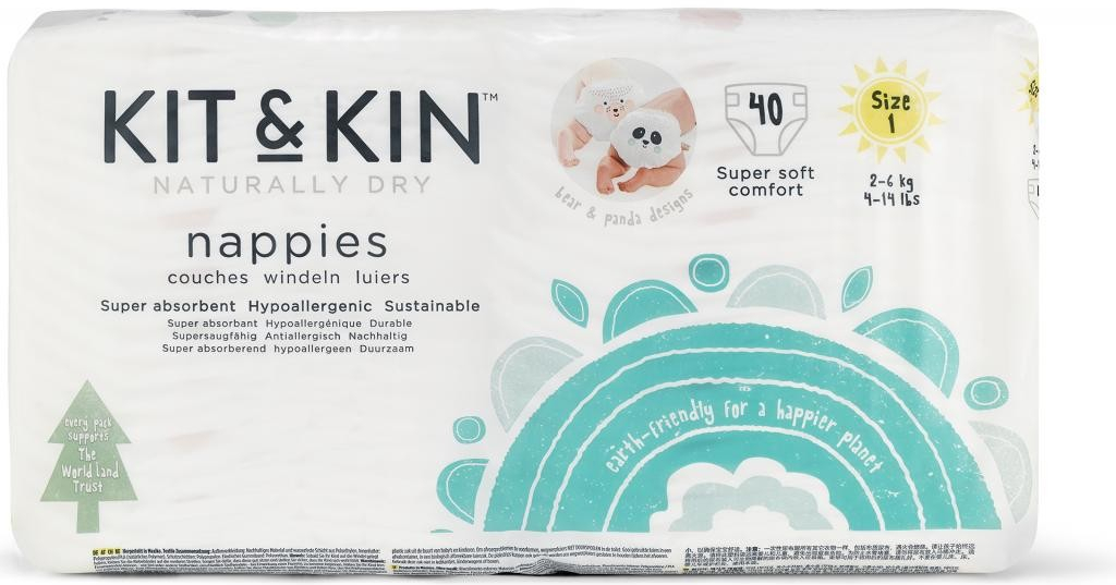 KIT & KIN Naturally Dry nappies Mini 2-6 kg eko plenky 1 40 ks