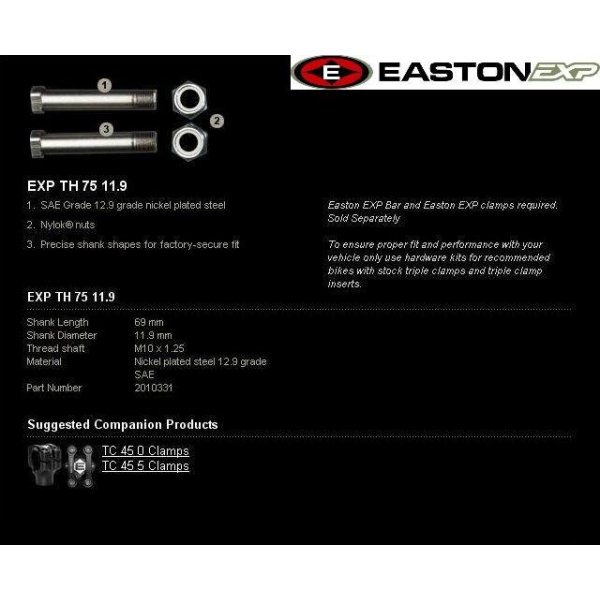 Moto řídítko Montážní sada řidítek EASTON EXP EXP TH 75 11.9