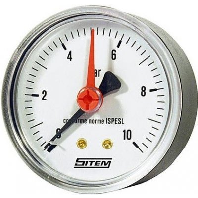 MALGORANI SITEM Manometr (tlakoměr) d50mm 0-10 BAR ZADNÍ vývod 1/4" - voda, vzduch M5010Z – Hledejceny.cz