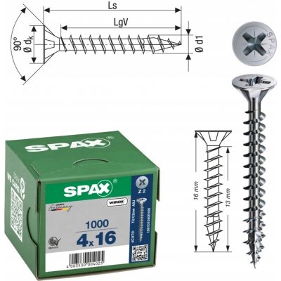 Šrouby do dřeva Spax 4 x 16 mm, 1000 ks – Hledejceny.cz