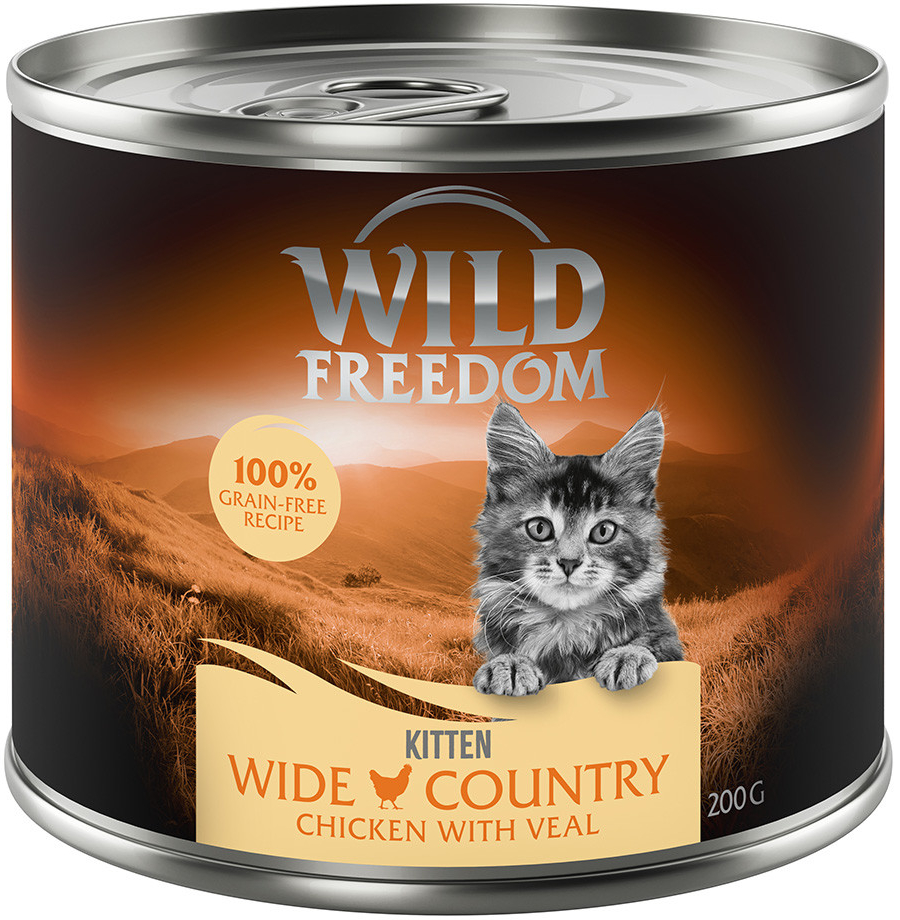 Wild Freedom Kitten Wide Country telecí & kuřecí 6 x 200 g