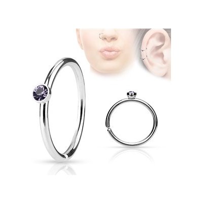 Šperky4U piercing do nosu ucha kruh se světle fialovým kamínkem N01161-TZ