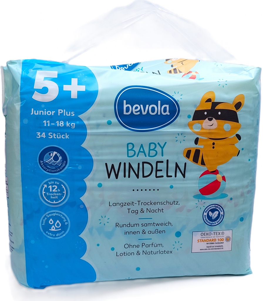 BEVOLA BABY WINDELN 5+ Junior Plus 11-18 kg 34 Ks