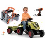 Smoby set traktor Claas Farmer XL na šlapání s přívěsem Smoby a pracovní dílna Black&Decker 3v1 s elektronickou vrtačkou – Sleviste.cz