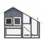 vidaXL Králíkárna šedá/bílá masivní jedlové dřevo 140 x 63 x 120 cm – Zboží Dáma