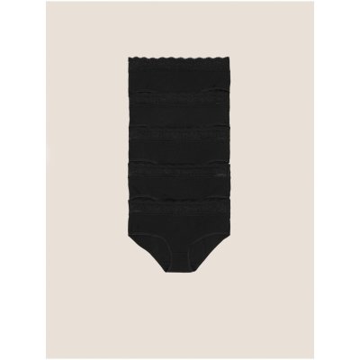 Marks & Spencer Krajkové midi kalhotky z bavlny s lycrou 5 ks v balení černá – Hledejceny.cz